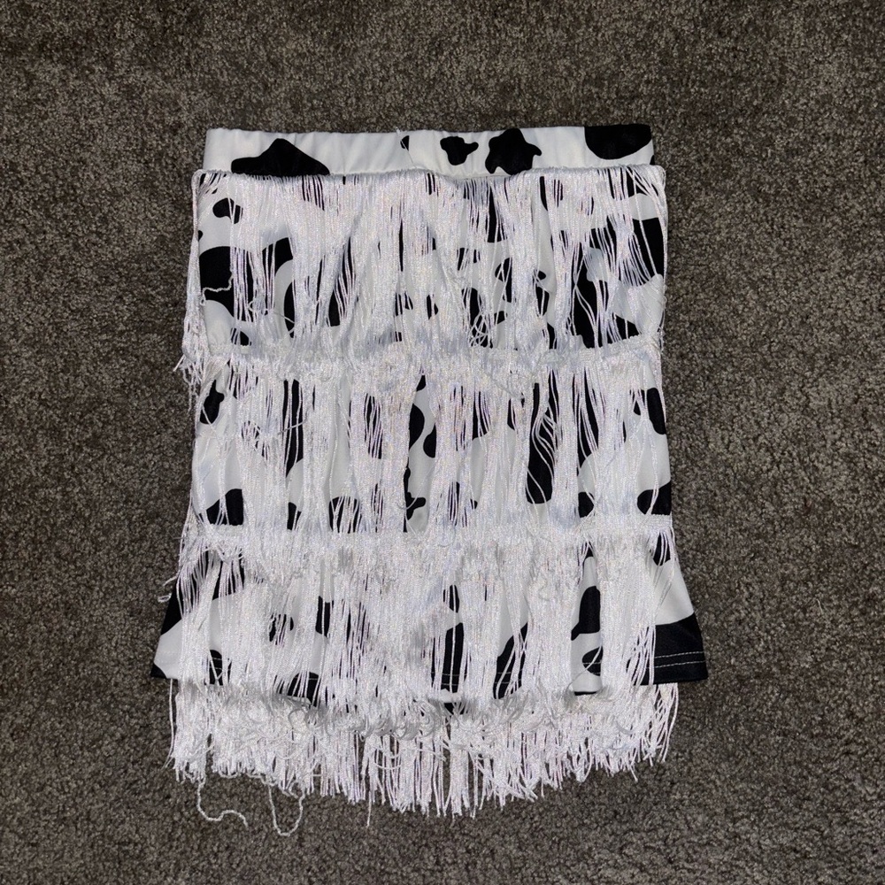 Amazon Cow print Fringe Skirt